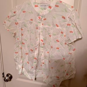 Tommy Hilfiger size 14 cute top with light colored cherries all over